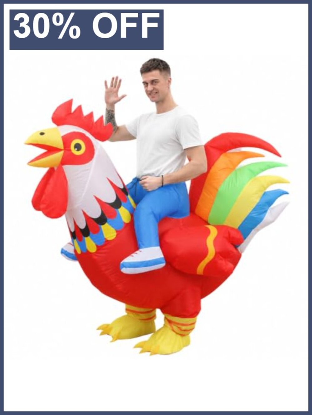 Inflatable Ride-on Chicken Costume Polyester Adult Funny Cosplay Suit